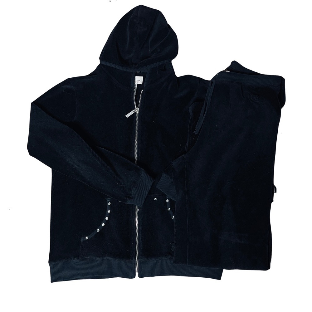 Y2k Velour Rhinestone Bedazzled Tracksuit Set